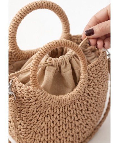 Mini Straw Bag Mrs. Ertha - Honey Plaid