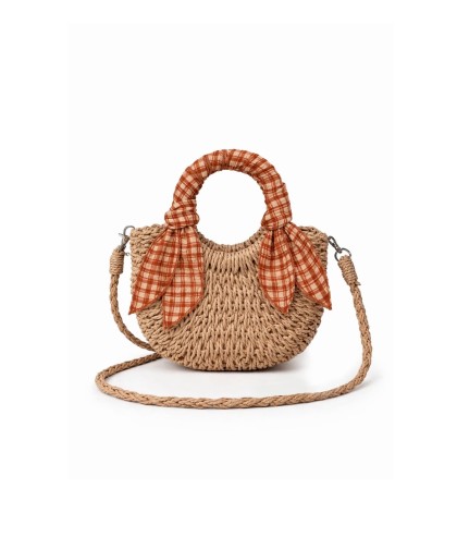 Mini Straw Bag Mrs. Ertha - Honey Plaid
