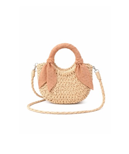 Mini Straw Bag Mrs. Ertha - Blush Dots