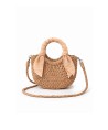 Mini Straw Bag Mrs. Ertha - Neutral Dots