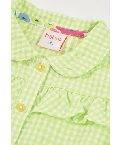 Camisa Popelina Xadrez Verde Boboli