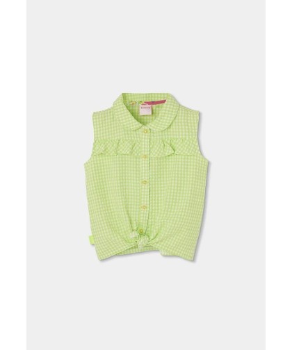 Camisa Popelina Xadrez Verde Boboli