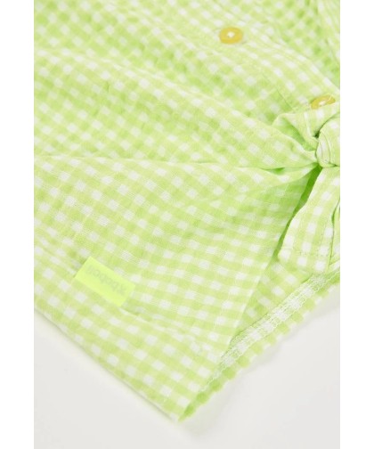 Camisa Popelina Xadrez Verde Boboli