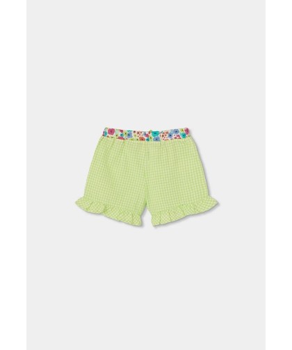 Bermudas Popelina Xadrez Verde Boboli