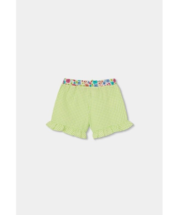 Bermudas Popelina Xadrez Verde Boboli