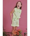 Bermudas Popelina Xadrez Verde Boboli