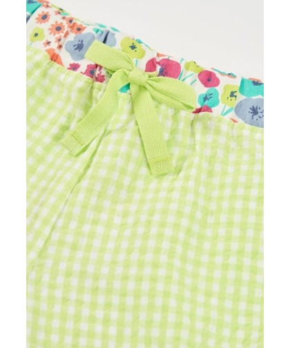 Bermudas Popelina Xadrez Verde Boboli