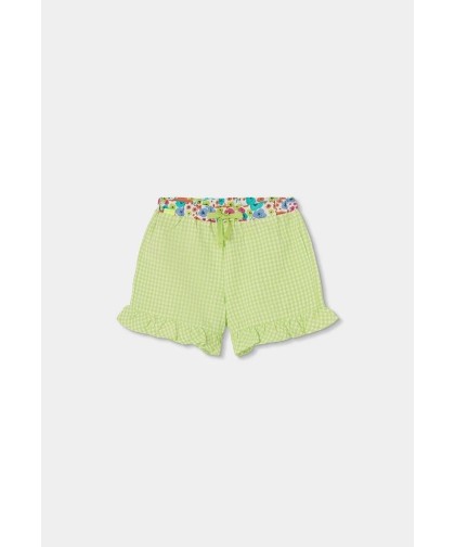 Bermudas Popelina Xadrez Verde Boboli