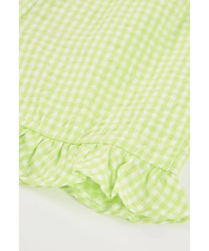 Bermudas Popelina Xadrez Verde Boboli