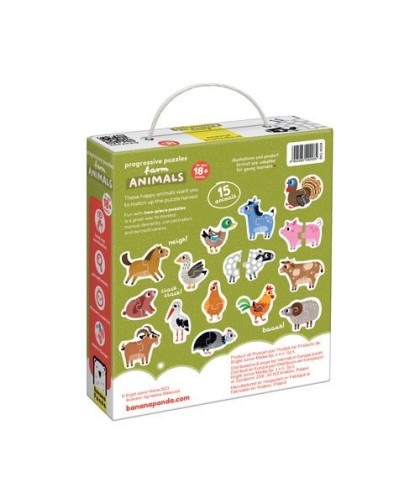 Banana Panda Puzzle Progressivo : Animais da quinta -Step 1- 18m+