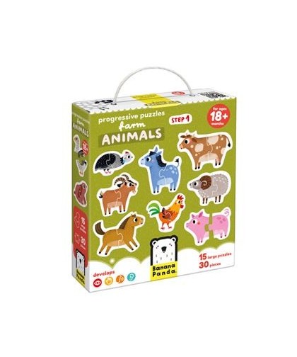Banana Panda Puzzle Progressivo : Animais da quinta -Step 1- 18m+