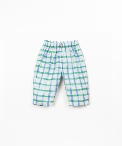 Calças em algodão orgânico com cintura elástica