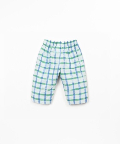 Calças em algodão orgânico com cintura elástica