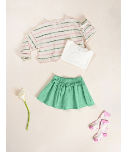 Saia calção com cinto elástico