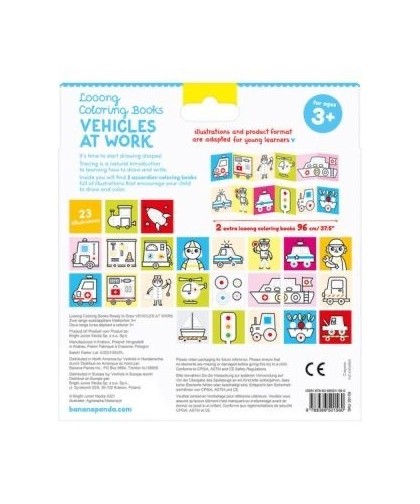 Banana Panda- Livros de Colorir Longos Veículos de Trabalho 3+