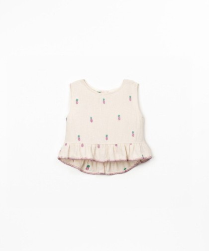 Top de tecido em algodão com estampado