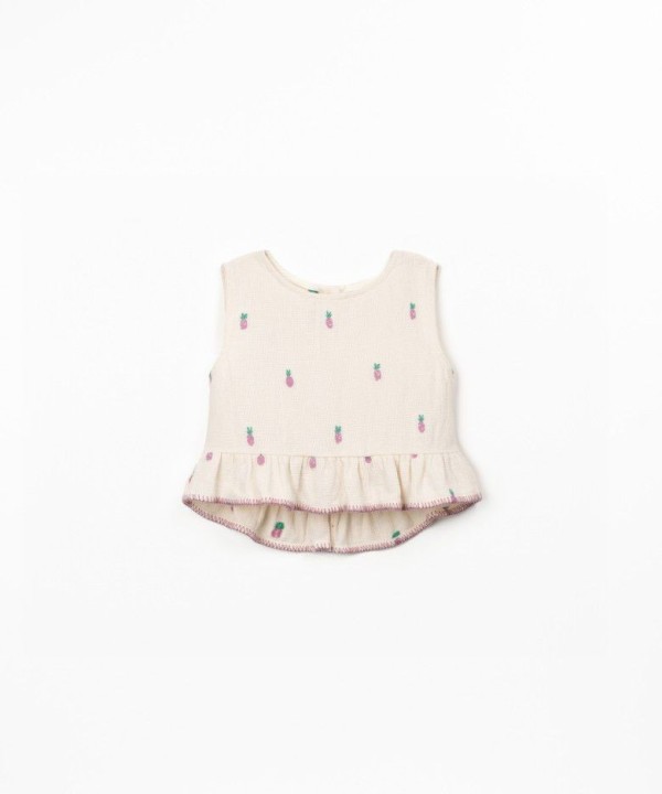 Top de tecido em algodão com estampado