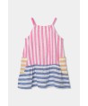 Boboli- Vestido Linho Riscas Multicolor
