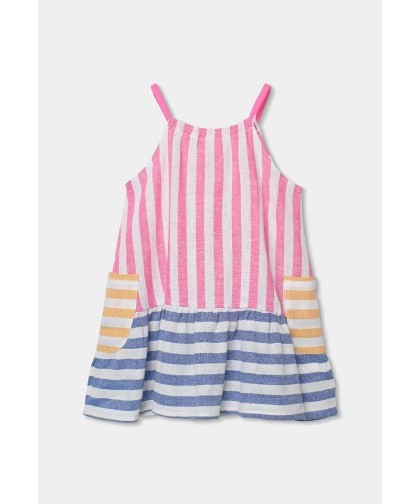 Boboli- Vestido Linho Riscas Multicolor