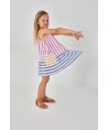 Boboli- Vestido Linho Riscas Multicolor