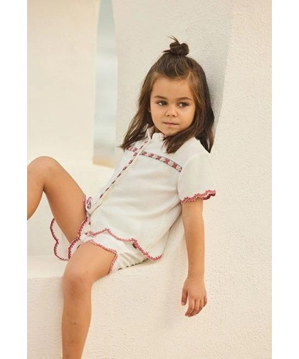 Boboli Camisa menina branca algodão