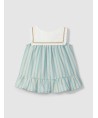 Laranjinha Vestido de riscas com detalhe de espiguilha