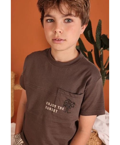 Boboli T-shirt algodão castanha